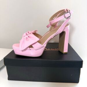 Anne Michelle Heels Platform Ankle Bubblegum Pink Bow Patent Leather 8.5